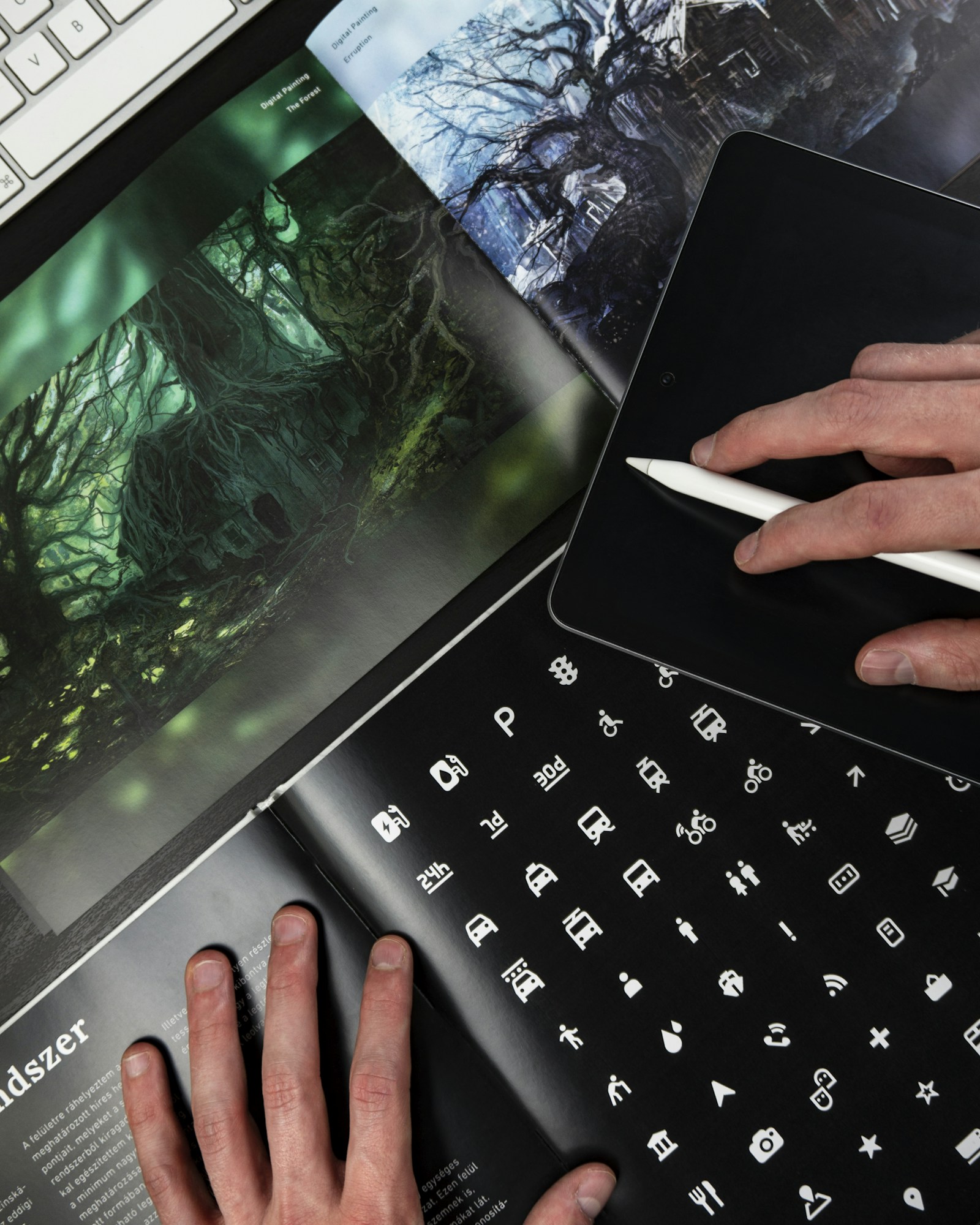 Designer working with a stylus on digital artwork